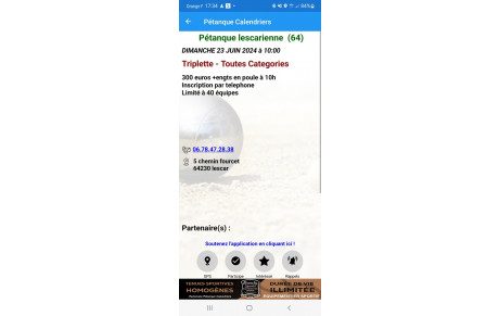 ANNULE Concours en triplette le 23/06/2024 à 10h00 au club de Lescar